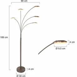 Luminaires Steinhauer Éclairage Led|Lampadaire Steinhauer Mexlite LED Acier inoxydable, 5 lumières
