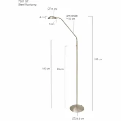 Luminaires Steinhauer Éclairage Led|Lampadaire Steinhauer Mexlite LED Acier inoxydable, 1 lumière