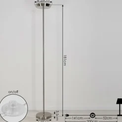 Lampadaire Theron LED Nickel mat, 1 lumière, Télécommandes