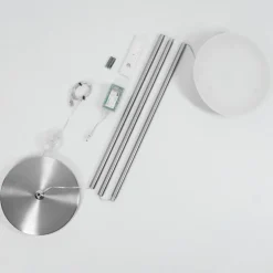 Lampadaire Theron LED Nickel mat, 1 lumière, Télécommandes