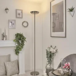 Lampadaire Theron LED Nickel mat, 1 lumière, Télécommandes