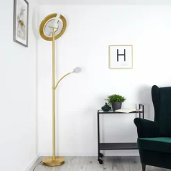 hofstein Lampadaires Et Lampes Sur Pied|Lampadaire Umag LED Laiton, 2 lumières