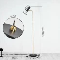 hofstein Lampadaires Et Lampes Sur Pied|Lampadaire Zuoz Laiton, Noir, 1 lumière