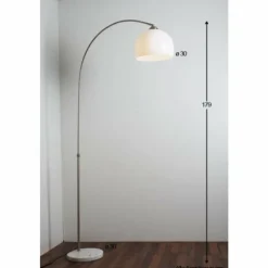 Luminaires Globo Lighting Lampadaires Et Lampes Sur Pied|Lampe à arc Globo Newcastle Marbre, Nickel mat, 1 lumière