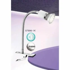 Luminaires Globo Lighting Lampes À Poser|Lampe à pince Globo FINA Chrome, 1 lumière