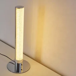 hofstein Éclairage Led|Lampe à poser Flaut LED Chrome, 1 lumière, Télécommandes, Changeur de couleurs