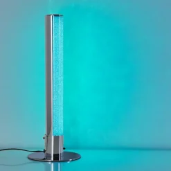 hofstein Éclairage Led|Lampe à poser Flaut LED Chrome, 1 lumière, Télécommandes, Changeur de couleurs