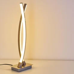hofstein Lampes À Poser|Lampe à poser Horpmaal LED Nickel mat, 2 lumières