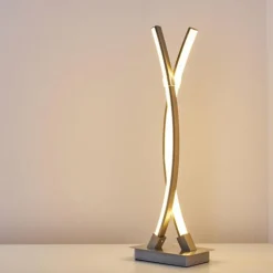 hofstein Lampes À Poser|Lampe à poser Horpmaal LED Nickel mat, 2 lumières