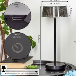 Lampe à poser Oundo LED Noir, 1 lumière