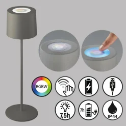 Lampe à poser SCHÖNER WOHNEN-Kollektion Sun LED Gris, 1 lumière, Changeur de couleurs