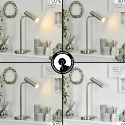 hofstein Lampes À Poser|Lampe de table Dalheim LED Nickel mat, 1 lumière