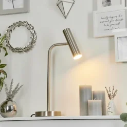 hofstein Lampes À Poser|Lampe de table Dalheim LED Nickel mat, 1 lumière