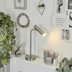 hofstein Lampes À Poser|Lampe de table Dalheim LED Nickel mat, 1 lumière