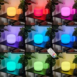 Lampe de table Loural LED Nickel mat, 1 lumière, Télécommandes, Changeur de couleurs