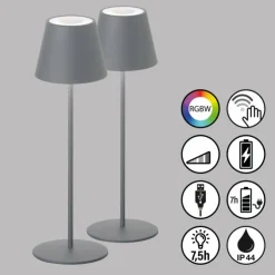 FHL easy Éclairage Led|Lampe de table 2 set Cosenza LED Gris, 1 lumière, Changeur de couleurs