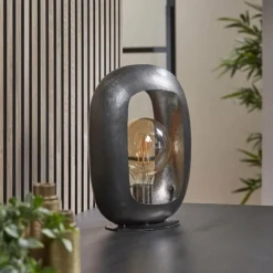 hofstein Lampes À Poser|Lampe de table Arch Nickel mat, Noir, 1 lumière