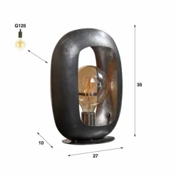 hofstein Lampes À Poser|Lampe de table Arch Nickel mat, Noir, 1 lumière