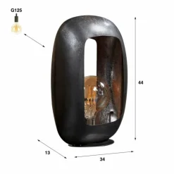 hofstein Lampes À Poser|Lampe de table Arch Nickel mat, Noir, 1 lumière