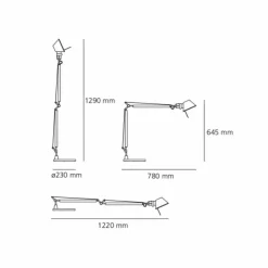 Luminaires Artemide Lampes À Poser|Lampe de table Artemide Tolomeo Aluminium, 1 lumière
