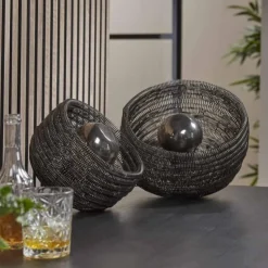 hofstein Lampes À Poser|Lampe de table Coil Brun foncé, Nickel mat, 1 lumière