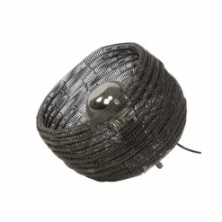 hofstein Lampes À Poser|Lampe de table Coil Brun foncé, Nickel mat, 1 lumière