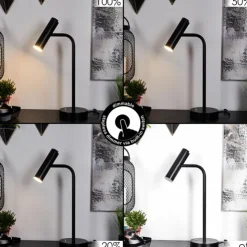 hofstein Éclairage Led|Lampe de table Dalheim LED Noir, 1 lumière