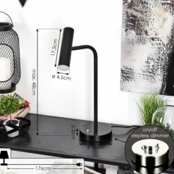 hofstein Éclairage Led|Lampe de table Dalheim LED Noir, 1 lumière