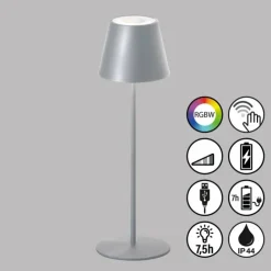 FHL easy Éclairage Led|Lampe de table Cosenza LED Argenté, 1 lumière, Changeur de couleurs
