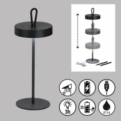 FHL easy Lampes À Poser|Lampe de table Dord LED Noir, 1 lumière