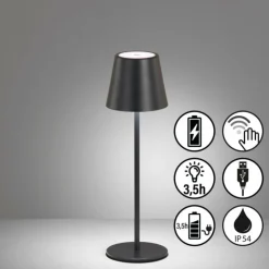 FHL easy Éclairage Led|Lampe de table Viletto LED Noir, 1 lumière