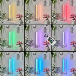 hofstein Lampes À Poser|Lampe de table Flaut LED Nickel mat, 1 lumière, Télécommandes, Changeur de couleurs