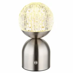 Luminaires Globo Lighting Éclairage Led|Lampe de table Globo JULSY LED Nickel mat, 1 lumière