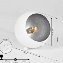 hofstein Lampes À Poser|Lampe de table Hajo Argenté, Blanc, 1 lumière
