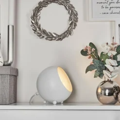 hofstein Lampes À Poser|Lampe de table Hajo Argenté, Blanc, 1 lumière