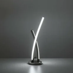 Lampe de table Leuchten-Direkt LOLAsmart-SWING LED Acier brossé, 1 lumière, Télécommandes, Changeur de couleurs