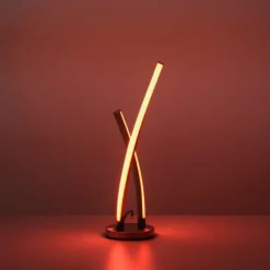 Lampe de table Leuchten-Direkt LOLAsmart-SWING LED Acier brossé, 1 lumière, Télécommandes, Changeur de couleurs