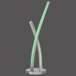 Lampe de table Leuchten-Direkt LOLAsmart-SWING LED Acier brossé, 1 lumière, Télécommandes, Changeur de couleurs