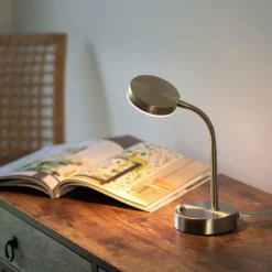 Luminaires Leuchten Direkt Éclairage Led|Lampe de table Leuchten-Direkt HENSKEN LED Acier brossé, 1 lumière