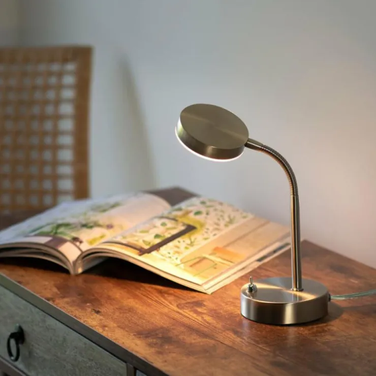 Luminaires Leuchten Direkt Éclairage Led|Lampe de table Leuchten-Direkt HENSKEN LED Acier brossé, 1 lumière