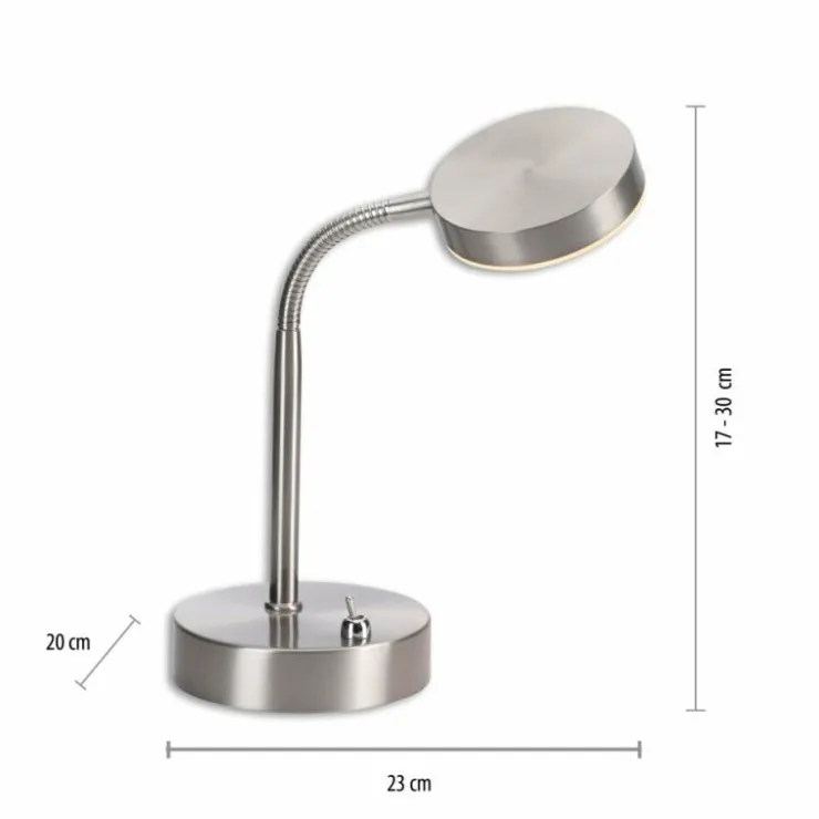 Luminaires Leuchten Direkt Éclairage Led|Lampe de table Leuchten-Direkt HENSKEN LED Acier brossé, 1 lumière