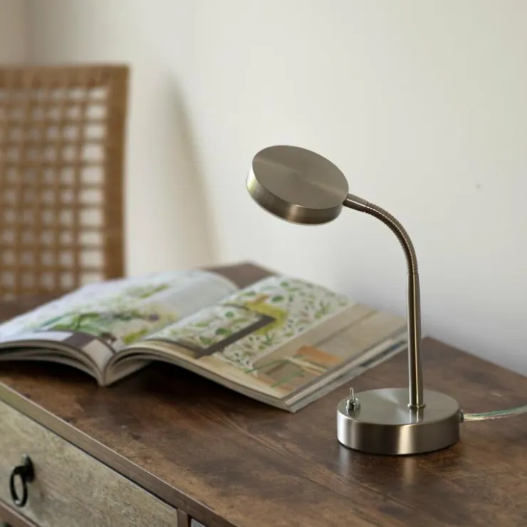 Luminaires Leuchten Direkt Éclairage Led|Lampe de table Leuchten-Direkt HENSKEN LED Acier brossé, 1 lumière