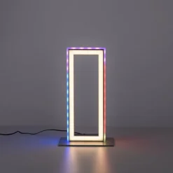 Luminaires Leuchten Direkt Lampes À Poser|Lampe de table Leuchten-Direkt FELIX60 LED Acier brossé, 2 lumières, Télécommandes, Changeur de couleurs