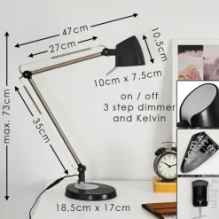 hofstein Lampes À Poser|Lampe de table Mildura LED Noir, Blanc, 1 lumière