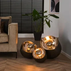 hofstein Lampes À Poser|Lampe de table Mirror Nickel mat, Noir, 1 lumière