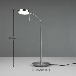 Luminaires Trio Éclairage Led|Lampe de table Trio-Leuchten Monza LED Nickel mat, 1 lumière
