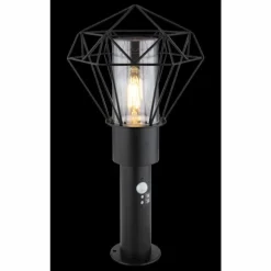 Lampe d'extérieur Globo HORACE Noir, 1 lumière, Détecteur de mouvement