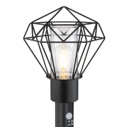 Lampe d'extérieur Globo HORACE Noir, 1 lumière, Détecteur de mouvement