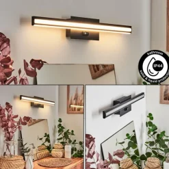 hofstein Appliques|lampe miroir Aspers LED Noir, 1 lumière