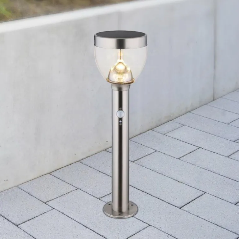 Lampe solaire Globo LED Acier inoxydable, 20 lumières, Détecteur de mouvement